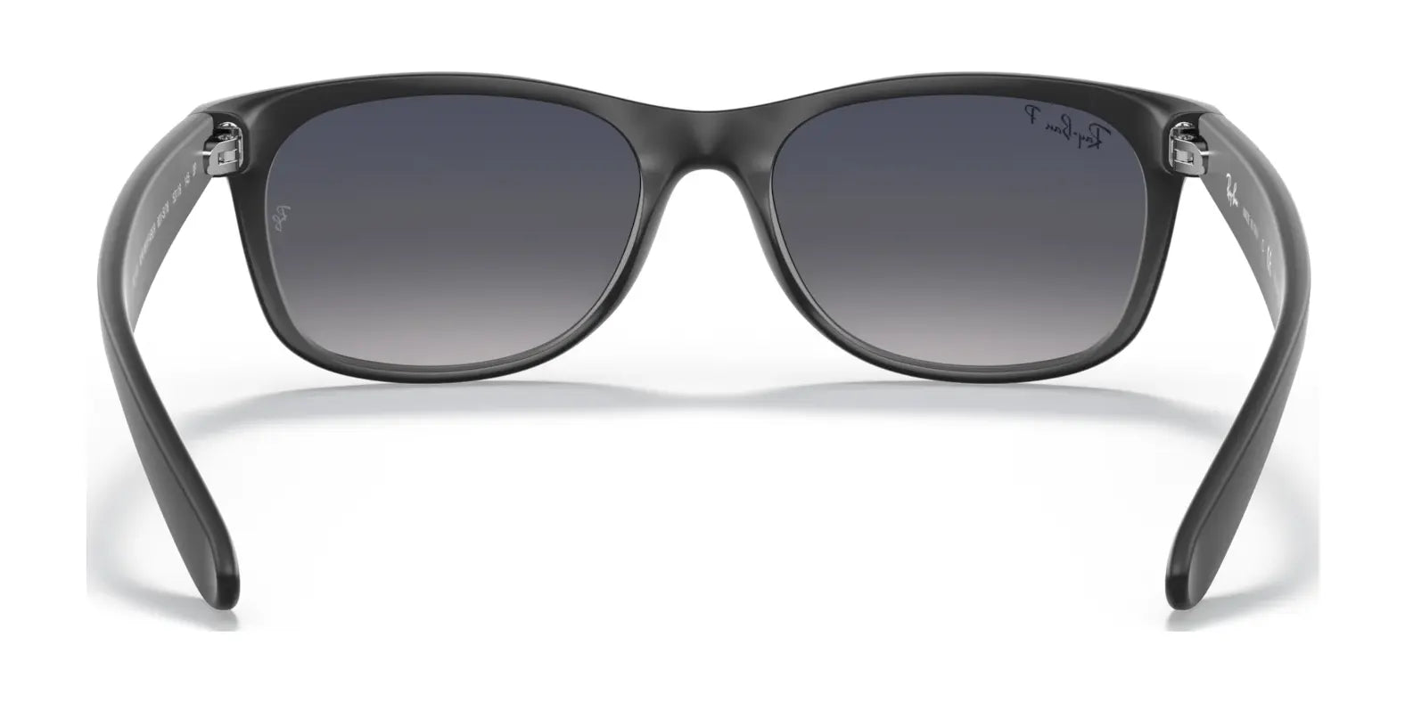 The Ray-Ban NEW WAYFARER RB2132 Sunglasses, Size 52, in black with gradient lenses offer fashionable sun protection.