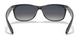 Black Ray-Ban NEW WAYFARER RB2132 sunglasses (Size 55) with dark gradient lenses seen from the back, offering UV protection for enhanced sun safety.