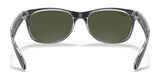 Ray-Ban NEW WAYFARER RB2132 Sunglasses, size 58, featuring a clear frame with dark green lenses for stylish UV protection, displayed front-facing on a pristine white background.