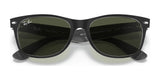 Ray-Ban NEW WAYFARER RB2132 sunglasses, size 58, have green lenses and the iconic Ray-Ban logo, offering 100% UV protection.