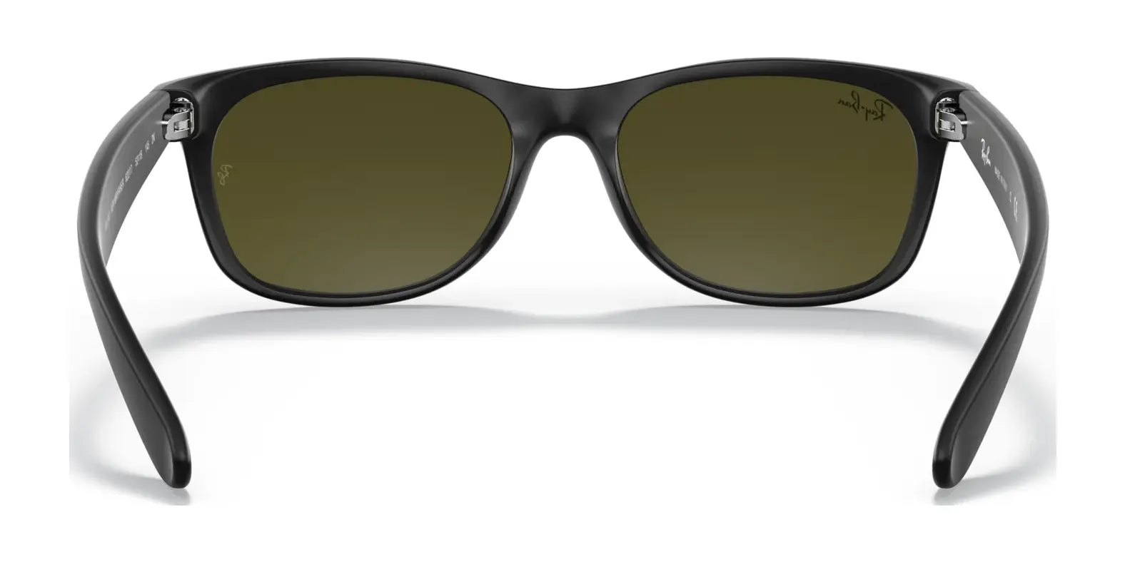 Back view of the stylish Ray-Ban NEW WAYFARER RB2132 Sunglasses, Size 55, with dark green polarized lenses offering UV protection.