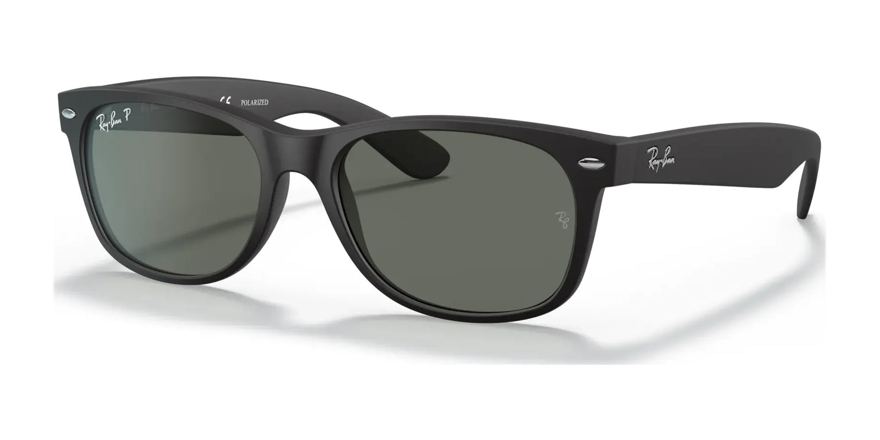 Check out the Ray-Ban NEW WAYFARER RB2132 Sunglasses in Size 52, featuring a sleek black design with dark lenses and the iconic logo on the arms and lens corner for style and quality.