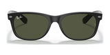 Ray-Ban NEW WAYFARER RB2132 Size 58 sunglasses feature dark green lenses on a plain background, providing excellent UV protection.