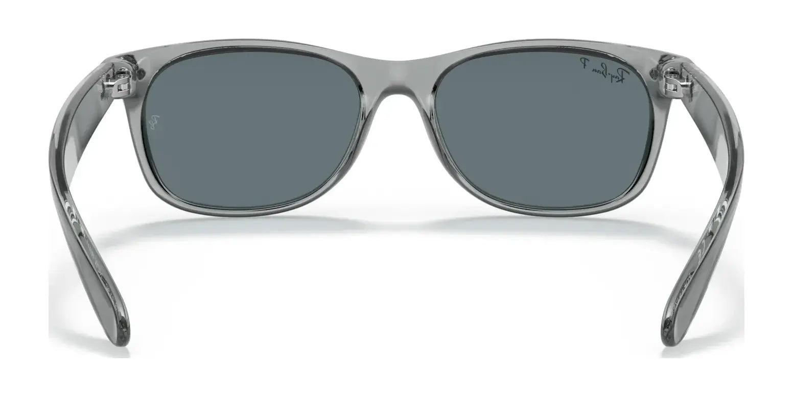 Ray-Ban NEW WAYFARER RB2132 Sunglasses, Size 58, in gray with dark UV protective lenses, front view on a white background.