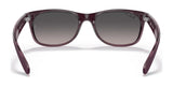 Rear view of Ray-Ban NEW WAYFARER RB2132 sunglasses in Size 58, featuring dark gradient lenses and maroon frames that offer excellent UV protection.