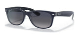 Ray-Ban NEW WAYFARER RB2132 Sunglasses in size 52 feature black frames with dark gradient lenses and a shiny finish.