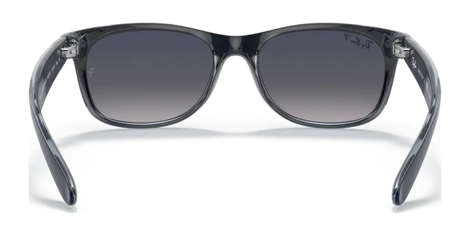 These Ray-Ban NEW WAYFARER RB2132 sunglasses, size 55 in dark gray, have gradient lenses and provide excellent UV protection, showcased from the front view.