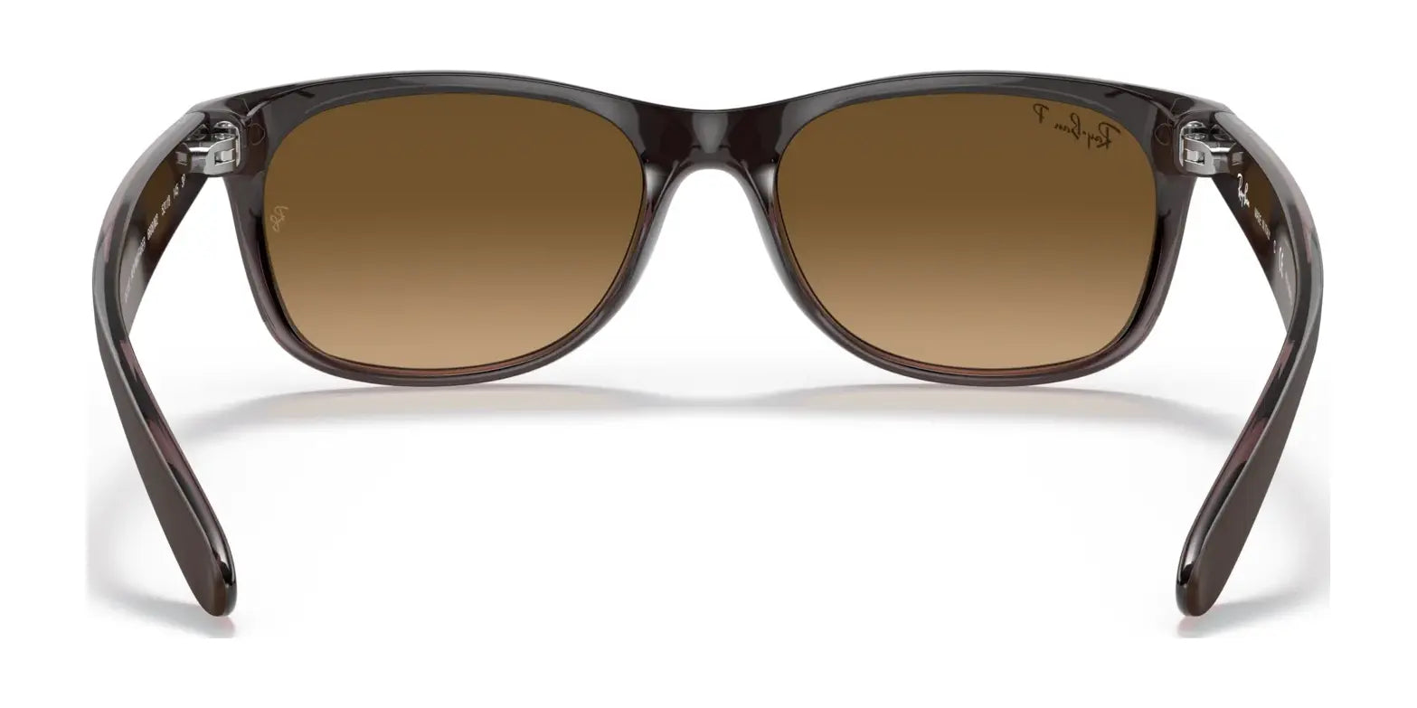 The Ray-Ban NEW WAYFARER RB2132 Sunglasses, Size 55, boast a sleek brown frame and dark gradient lenses, providing UV protection for stylish comfort.