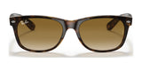 Ray-Ban NEW WAYFARER RB2132 Sunglasses, Size 58, feature brown lenses on a white frame and offer 100% UV protection.