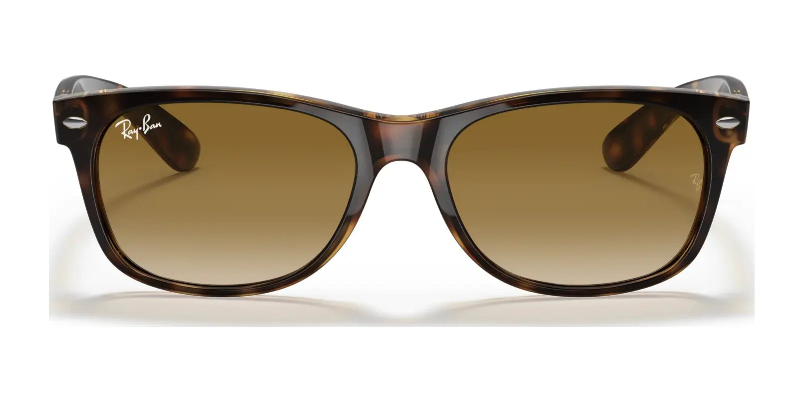 Ray-Ban NEW WAYFARER RB2132 Sunglasses, Size 58, feature brown lenses on a white frame and offer 100% UV protection.