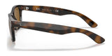 Side view of tortoiseshell Ray-Ban NEW WAYFARER RB2132 sunglasses in size 52, featuring the brand logo and "Made in Italy" text on the arms, offering sleek style and premium sun protection.