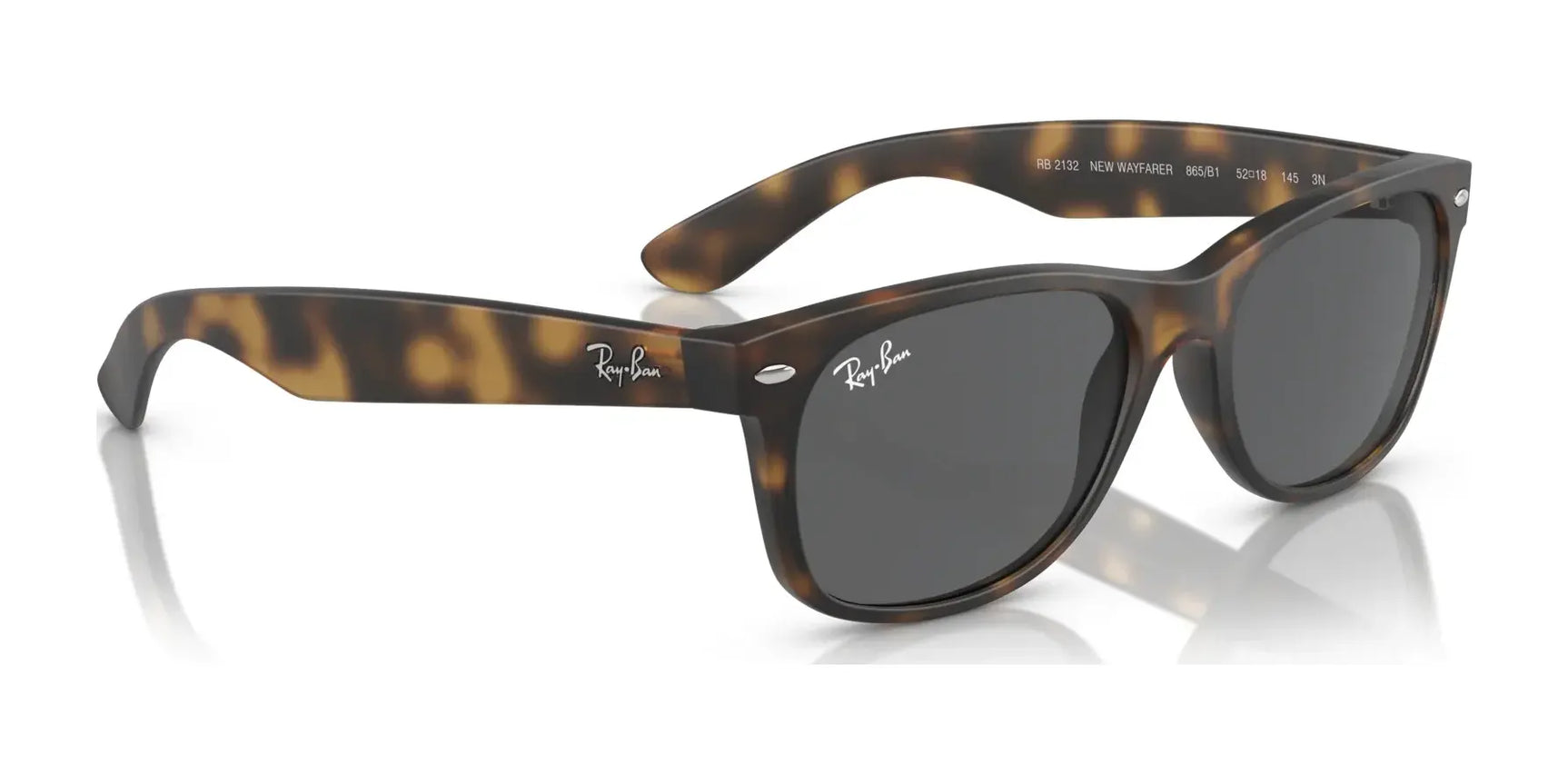 Ray-Ban NEW WAYFARER RB2132 Sunglasses, Size 52, in tortoiseshell with dark lenses provide excellent sun protection and feature the iconic brand logo on the temples.