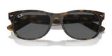 Ray-Ban NEW WAYFARER RB2132 Sunglasses in tortoiseshell, size 58, provide stylish dark-lens UV protection against a white background.