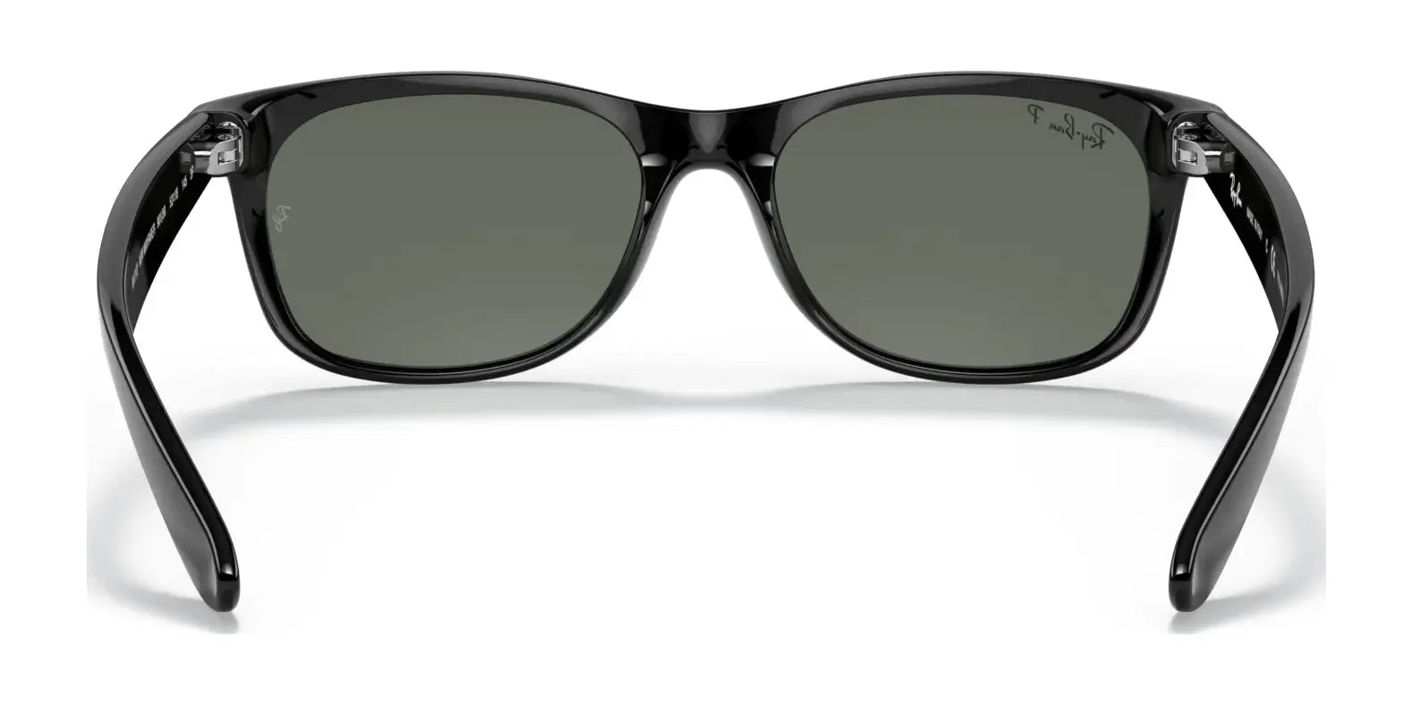 The Ray-Ban NEW WAYFARER RB2132 Sunglasses in Size 58 feature dark lenses that provide classic style and UV protection, pictured from the front against a white background.