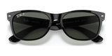 Ray-Ban NEW WAYFARER RB2132 Sunglasses in size 58, featuring dark lenses with excellent UV protection, displayed on a white background.