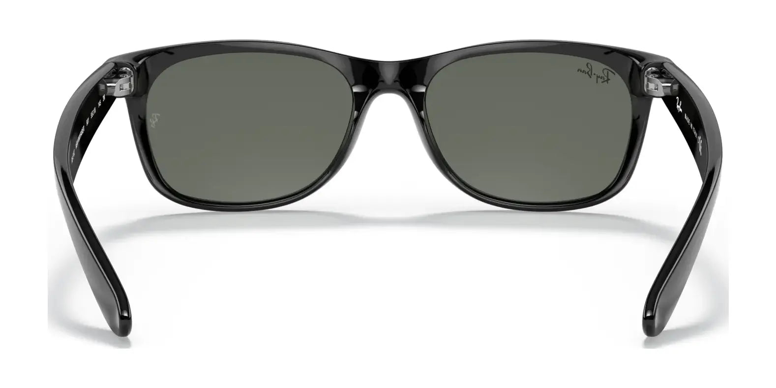 Ray-Ban NEW WAYFARER RB2132 Sunglasses, Size 58, with UV-protective dark lenses, are showcased front-on against a white background.