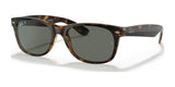 Ray-Ban NEW WAYFARER RB2132 sunglasses, size 58, feature tortoiseshell frames with dark lenses and silver logos, providing stylish UV protection.