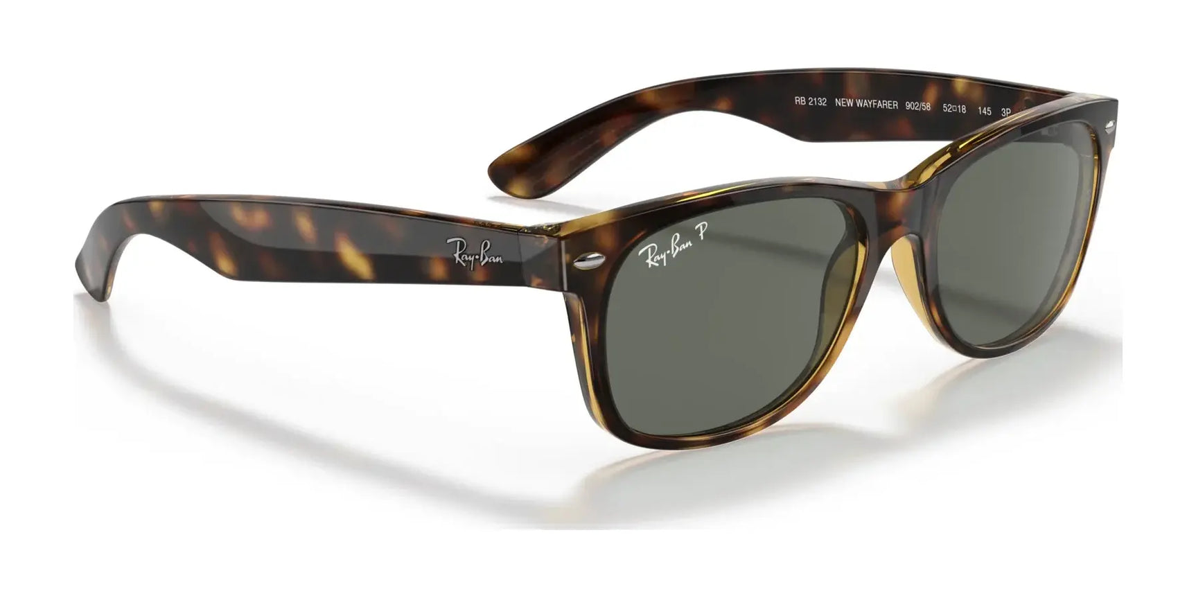 These Ray-Ban NEW WAYFARER RB2132 tortoiseshell sunglasses in size 58, boast dark lenses and branded frames for stylish UV protection.