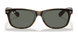 Ray-Ban NEW WAYFARER RB2132 Sunglasses in size 58 feature a tortoiseshell frame with dark lenses, offering UV protection and a subtle logo on the corner.