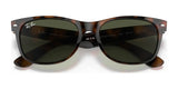 Ray-Ban NEW WAYFARER RB2132 sunglasses in tortoiseshell, size 58, featuring UV-protected dark lenses, viewed from the front.