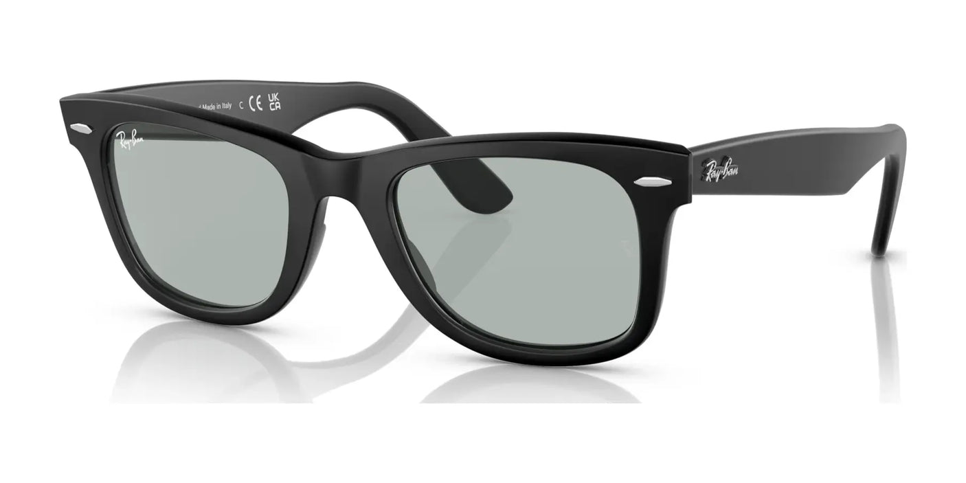 The Ray-Ban WAYFARER RB2140F sunglasses showcase a sleek design with black №601SR5 frames and grey lenses, providing stylish 100% UV protection.