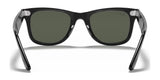 Ray-Ban WAYFARER RB2140F sunglasses featuring a stylish black acetate frame and green-tinted lenses, offering UV protection and shown from the front.