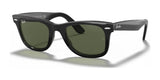 The Ray-Ban WAYFARER RB2140F Sunglasses boast elegant black №901 frames with eye-catching green lenses, providing a perfect blend of fashion and UV protection.