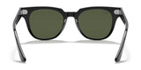 The Ray-Ban METEOR RB2168 Sunglasses in size 50 have a sleek black frame with green-tinted lenses, offering excellent UV protection and striking frontal appeal.