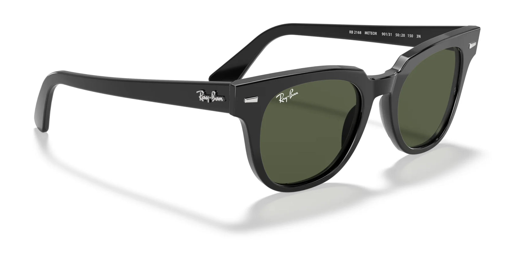 Ray-Ban METEOR RB2168 sunglasses, size 50, in black with green lenses provide exceptional UV protection and embody top-tier designer eyewear.