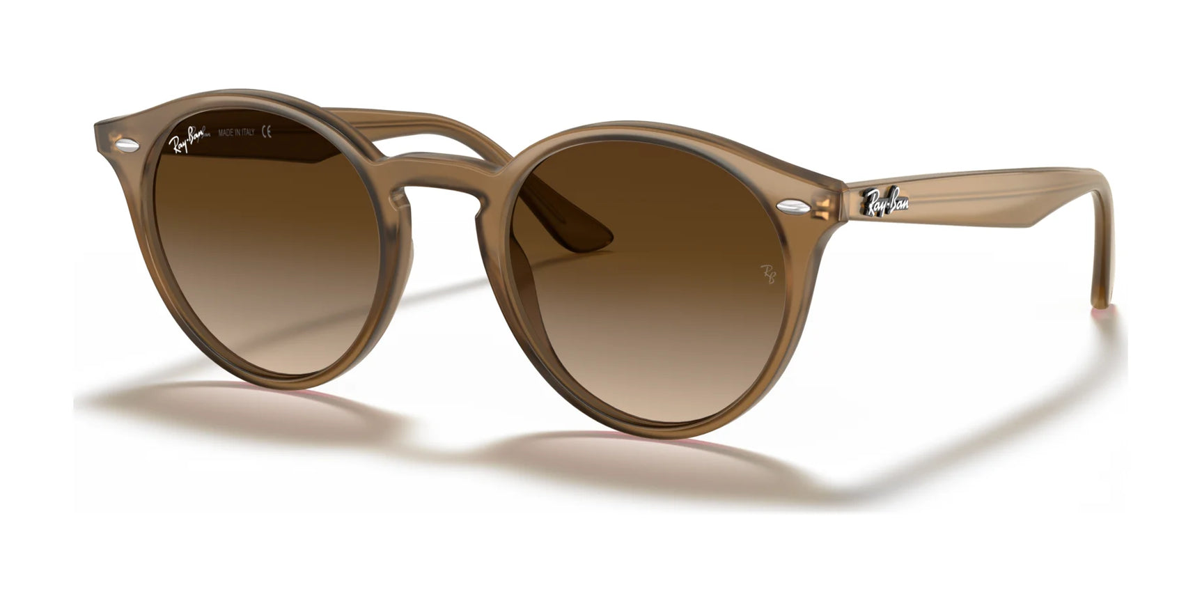 The Ray-Ban RB2180F sunglasses in light brown №616613, size 49, feature gradient lenses and a logo on the temples for stylish UV protection.