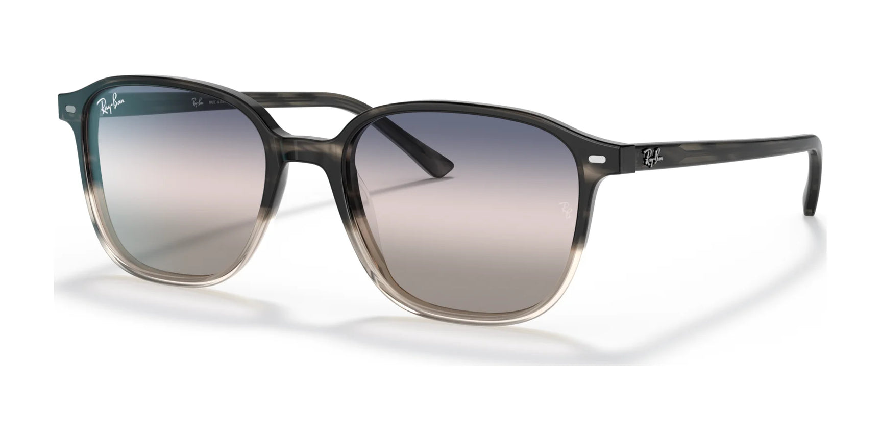 Meet the Ray-Ban LEONARD RB2193 Sunglasses: stylish gradient shades featuring grey Havana №1326GE semi-transparent square frames and tinted lenses. Enjoy UV protection with these chic sunglasses that blend fashion and function perfectly for sunny days.