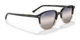 The Ray-Ban LEONARD RB2193 sunglasses, with black frames and gradient lenses, provide chic UV protection on a crisp white backdrop.