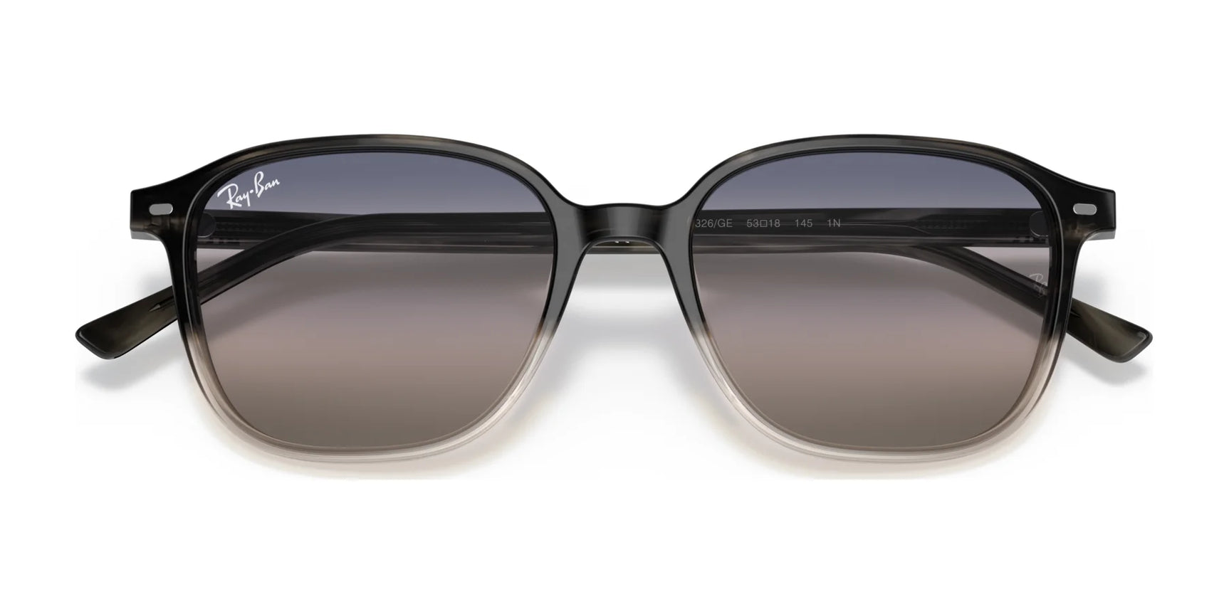 The Ray-Ban LEONARD RB2193 sunglasses feature a black gradient frame and tinted lenses with UV protection, displayed on a white background.