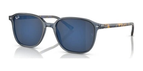 Introducing the Ray-Ban LEONARD RB2193 Sunglasses: fashionable eyewear with transparent dark blue frames and essential UV protection. Stylishly photographed on a white background, these sunglasses are a must-have for trendsetters.