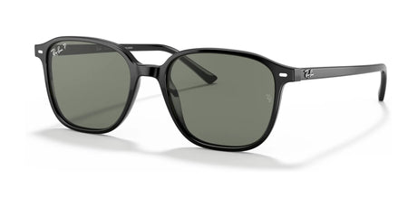 The Ray-Ban LEONARD RB2193 sunglasses boast black №901/58 square frames and dark green lenses, providing essential UV protection.