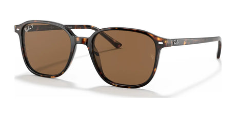 Ray-Ban LEONARD RB2193 tortoise №902/57 square sunglasses with brown lenses provide stylish UV protection against a white background.