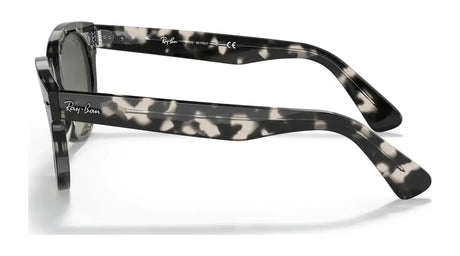 Ray-Ban ORION RB2199 Sunglasses, Size 52, featuring a black and white marbled design with polarized lenses and Ray-Ban logo on the arms, viewed from the side.