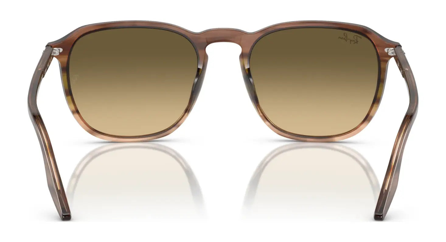 The Ray-Ban RB2203 Sunglasses showcase square frames, brown gradient UV-blocking lenses, a front view, and gently curved arms.