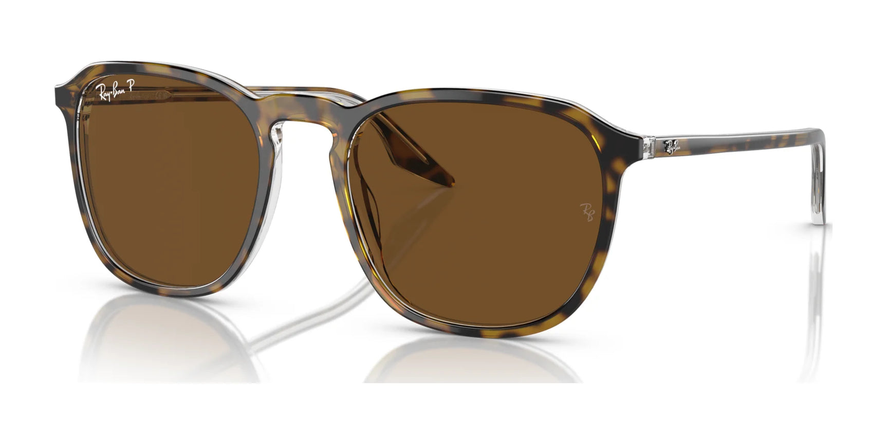 Ray-Ban RB2203 sunglasses feature a classic square frame with tortoiseshell design and UV-blocking brown lenses.