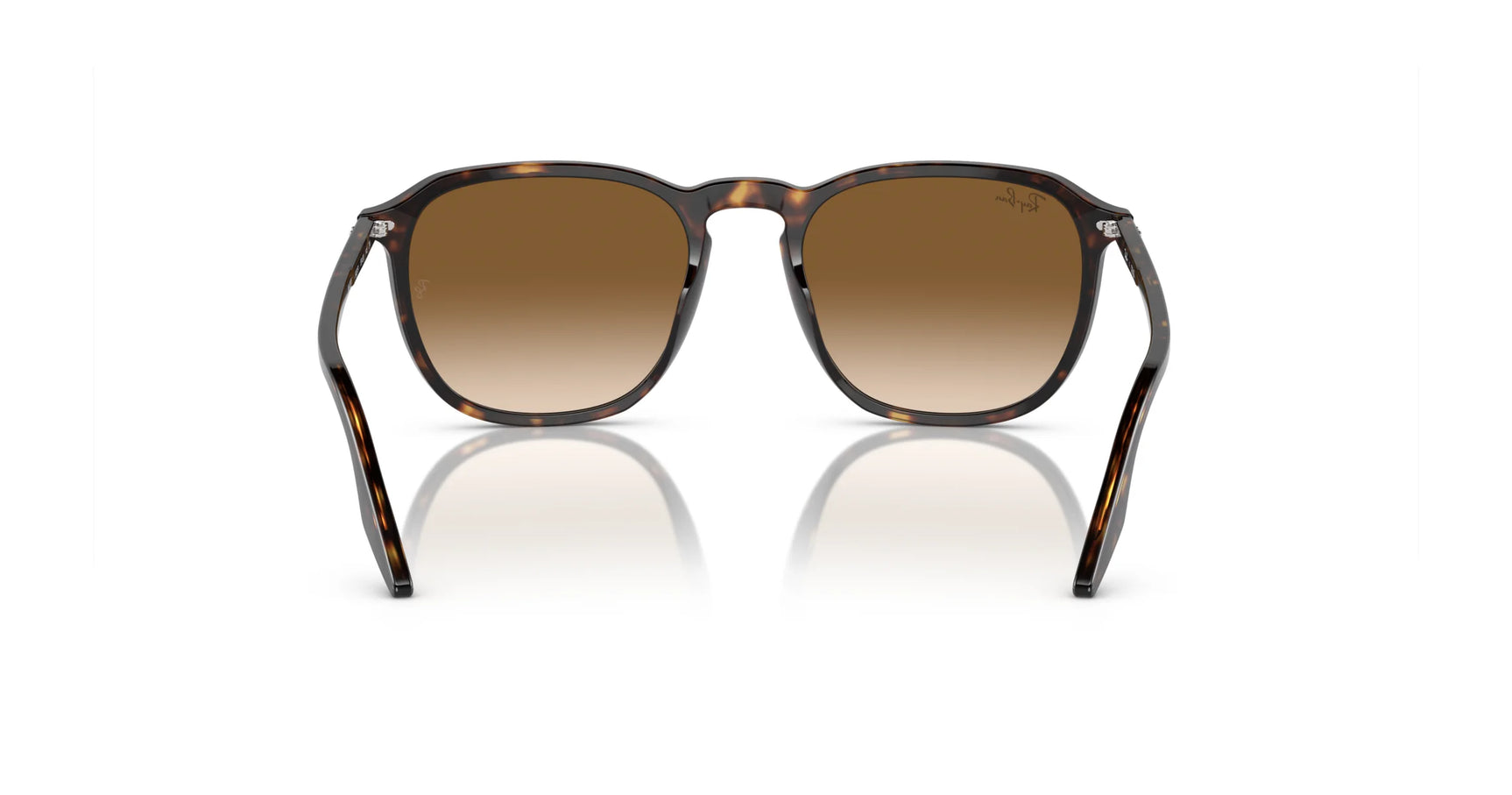 The Ray-Ban RB2203 sunglasses have tortoiseshell frames with square shapes and brown gradient lenses, providing UV protection.