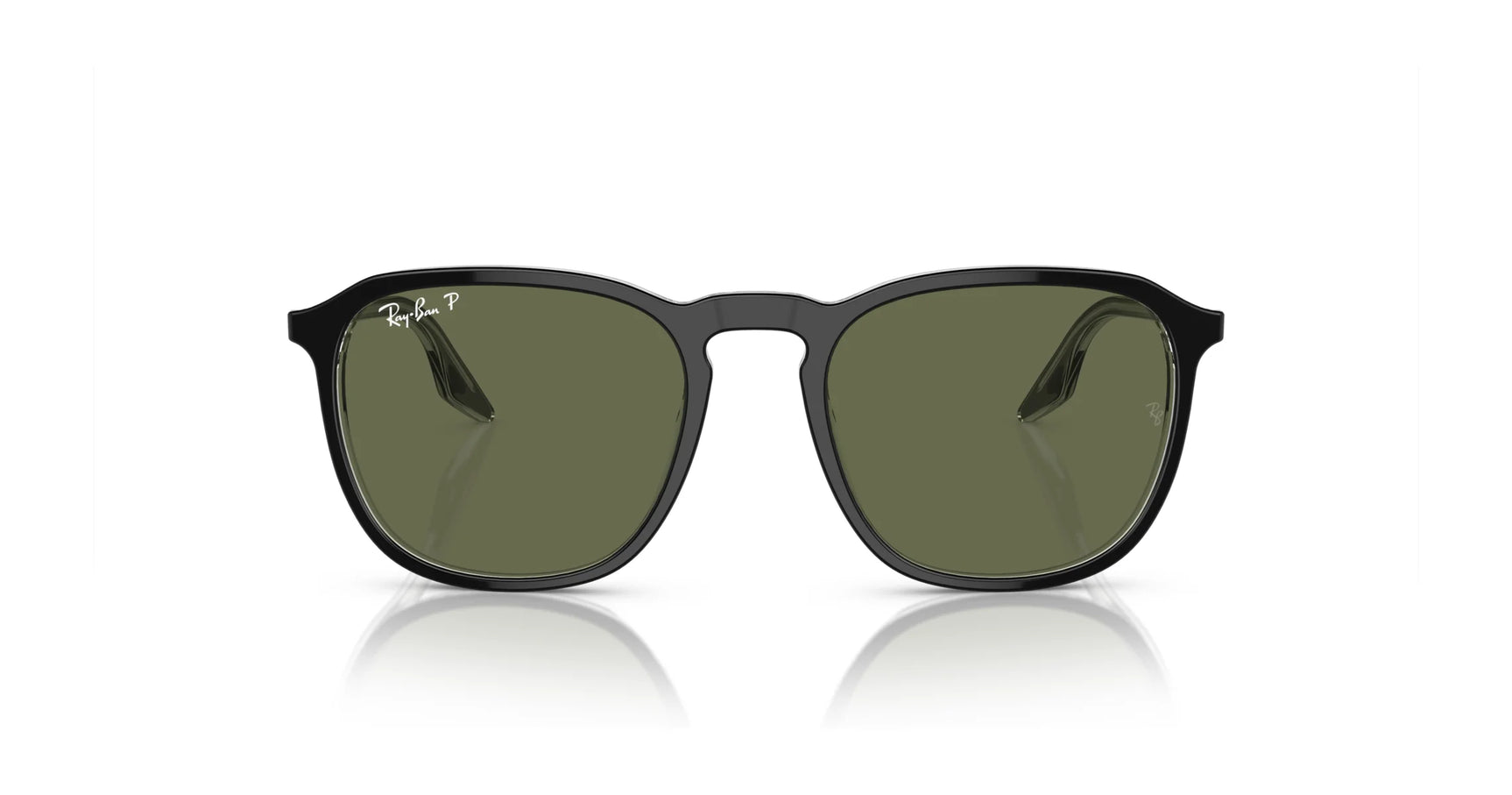 Ray-Ban RB2203 sunglasses with UV-blocking green lenses are set against a clean white background.