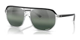 Ray-Ban BILL ONE RB2205 Sunglasses Black On Transparent / Silver / Blue (Polarized)