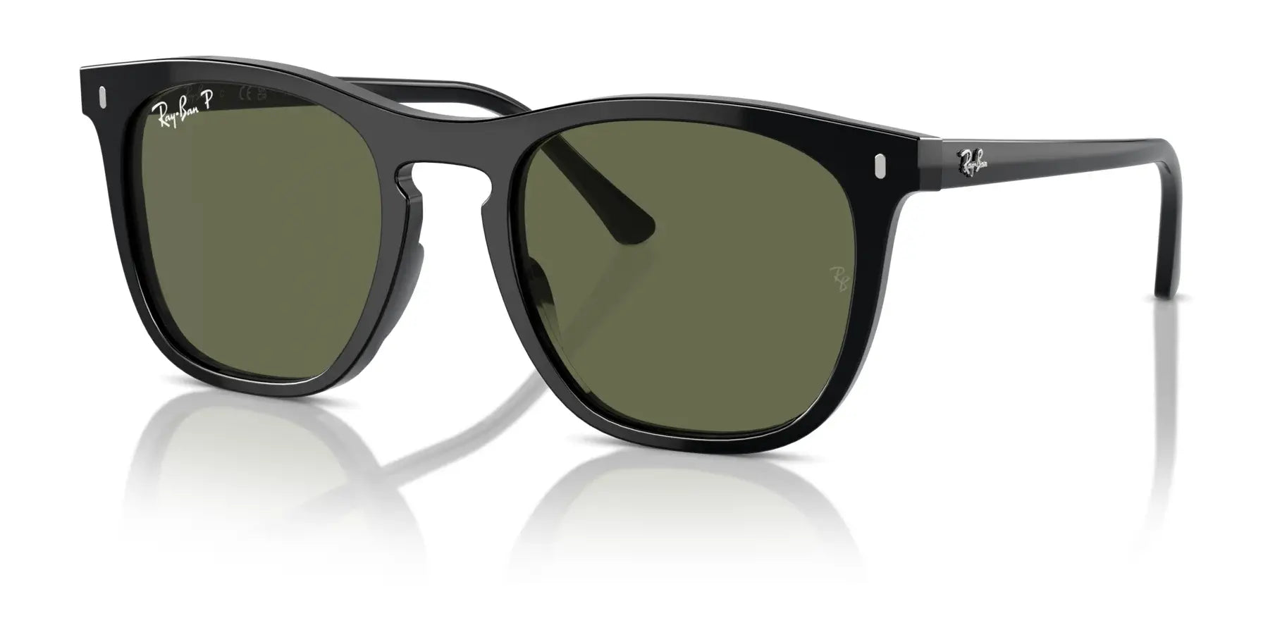 Ray-Ban RB2210F Sunglasses Black / Green (Polarized)