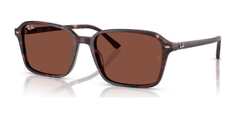 Ray-Ban RAIMOND RB2231 sunglasses blend contemporary cool with brown square frames and marbled accents. Subtle branding on the lenses and arms complements the polarized lenses, ensuring optimal clarity and style.