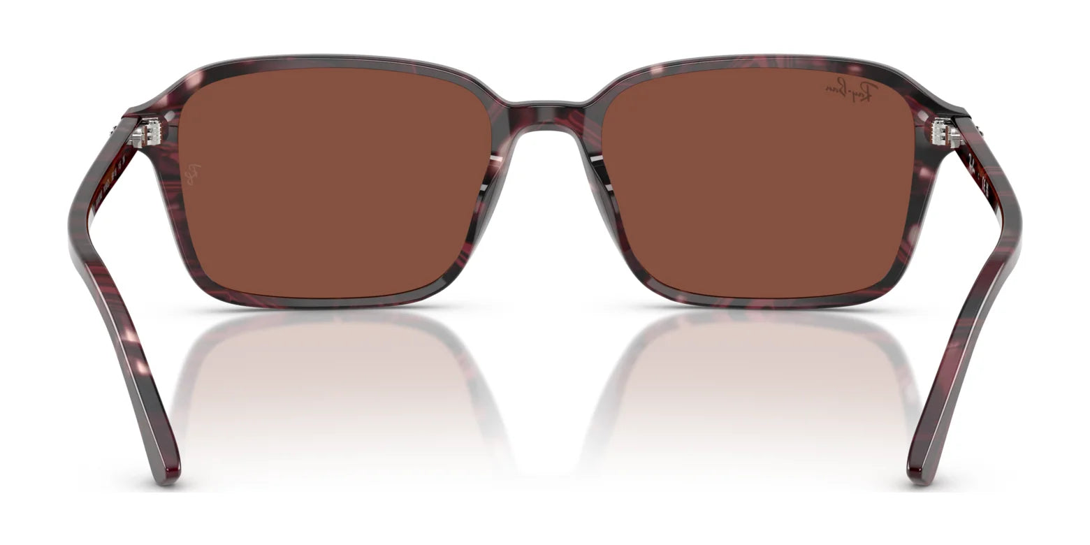 The Ray-Ban RAIMOND RB2231 sunglasses, with polarized brown lenses and dark patterned rectangular frames, offer a stylish square design in a front-facing view.