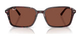 Ray-Ban RAIMOND RB2231 sunglasses, by Ray-Ban, feature a brown square design with marbled dark frames, polarized lenses, and a small logo on the top corner.