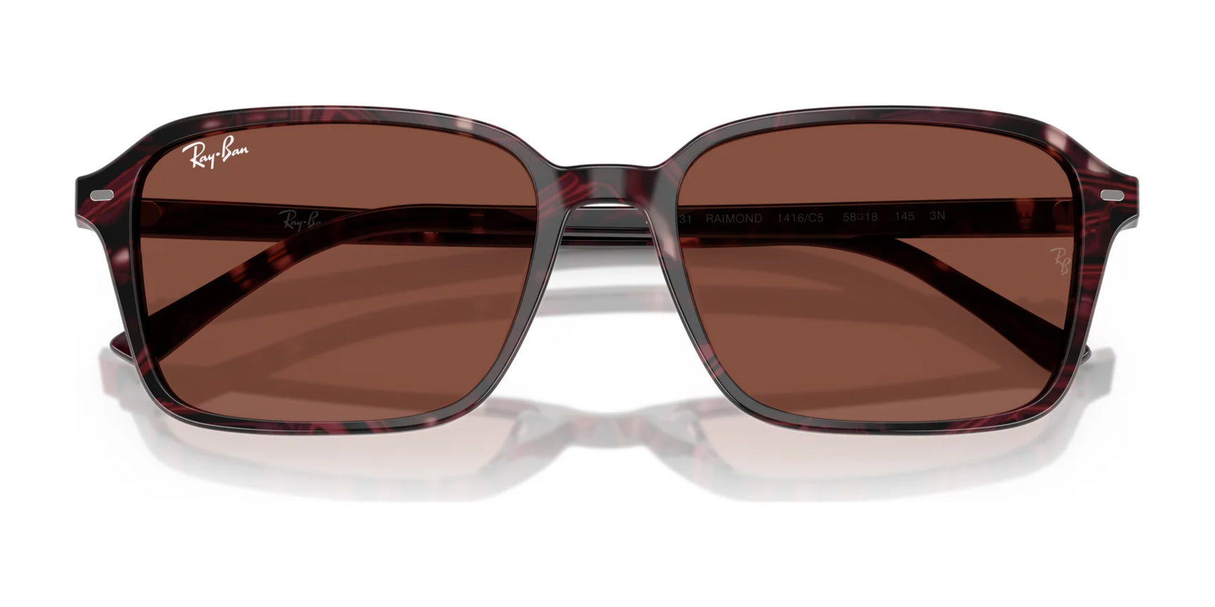 Ray-Ban RAIMOND RB2231 sunglasses, featuring dark polarized lenses, elegantly rest on a white background.