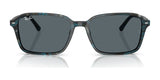 The Ray-Ban RAIMOND RB2231 sunglasses boast polarized dark lenses and a striking blue-tinted patterned frame.