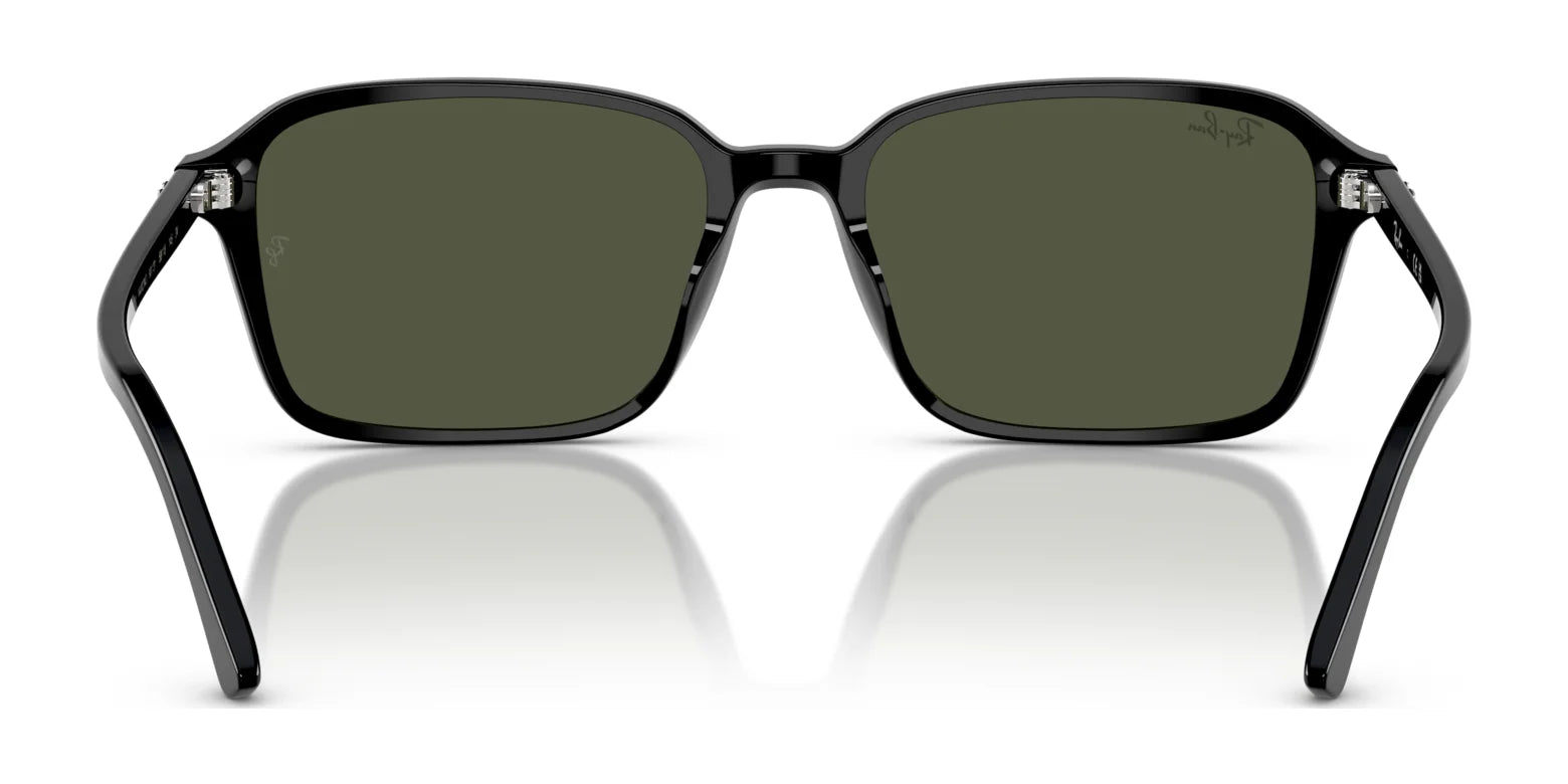 The Ray-Ban RAIMOND RB2231 sunglasses exude contemporary cool with their black square-shaped design, featuring dark polarized lenses that contrast beautifully against a white background.