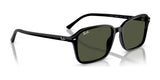 The Ray-Ban RAIMOND RB2231 Sunglasses, featuring square green polarized lenses and a logo on the temples, showcase contemporary cool at a three-quarter angle.